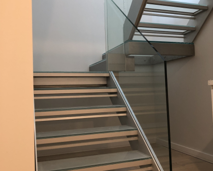 Glass stair in luxury apartment in New York