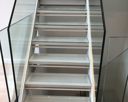 Glass stair in luxury apartment in New York