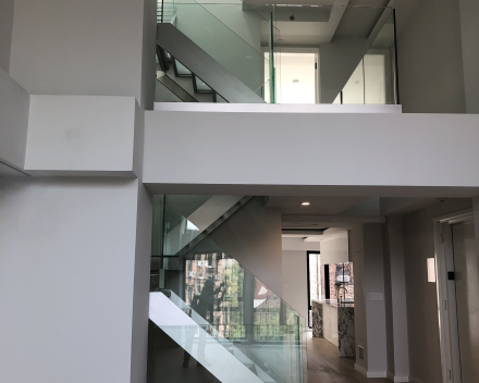 Glass stair in luxury apartment in New York