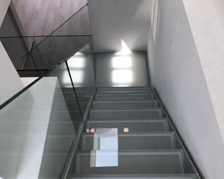 Glass stair in luxury apartment in New York