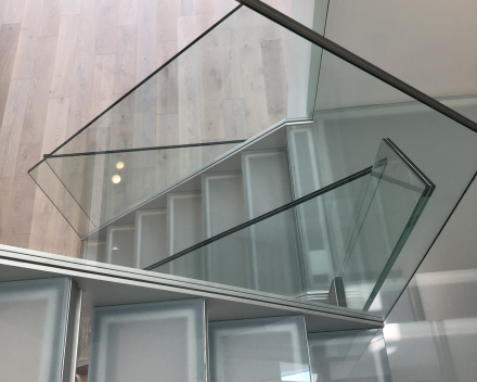 Glass stair in luxury apartment in New York