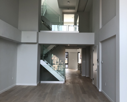 Glass stair in luxury apartment in New York