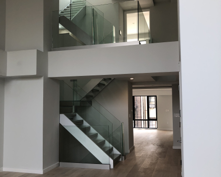 Glass stair in luxury apartment in New York