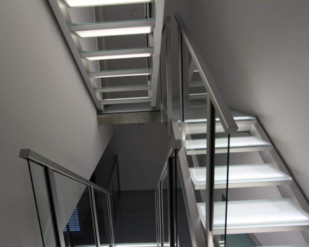 Illuminated stair with glass treads at Edward in Luxemburg