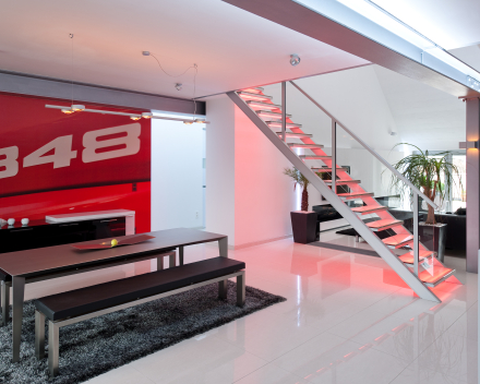 Illuminated stair at Hanssens in Oudenaarde